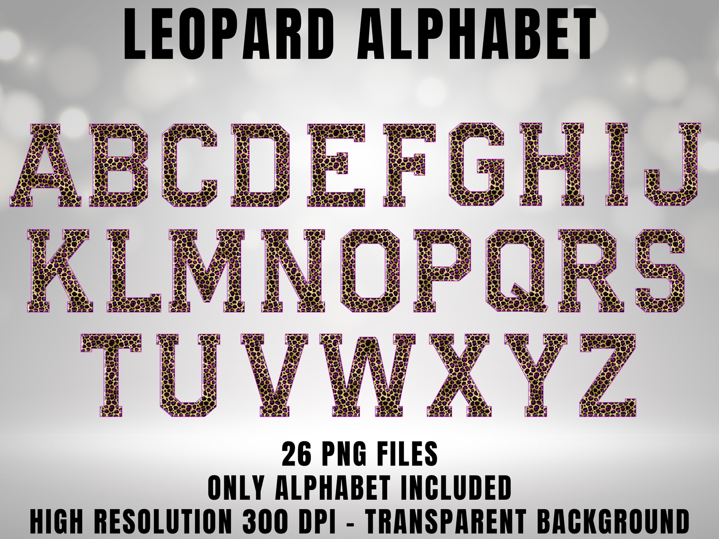 Leopard Print Varsity Alphabet PNG