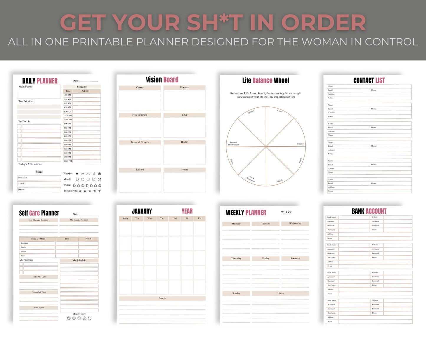 Get your Sh*t in order printable planner