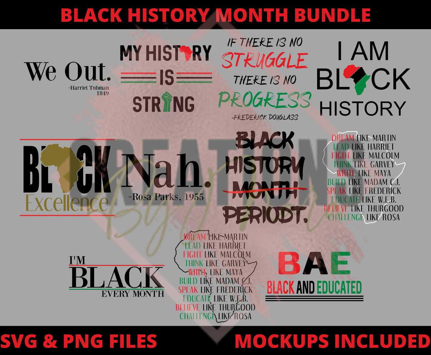 Black history month svg & png bundle