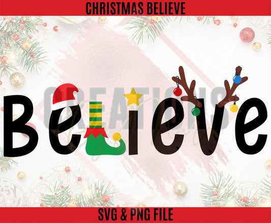 Christmas believe svg and png