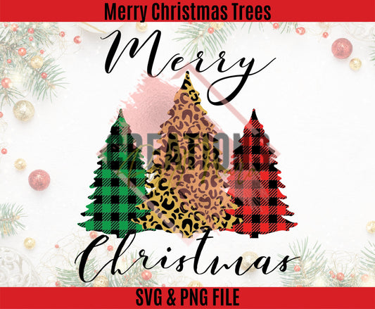 Merry Christmas trees svg and png