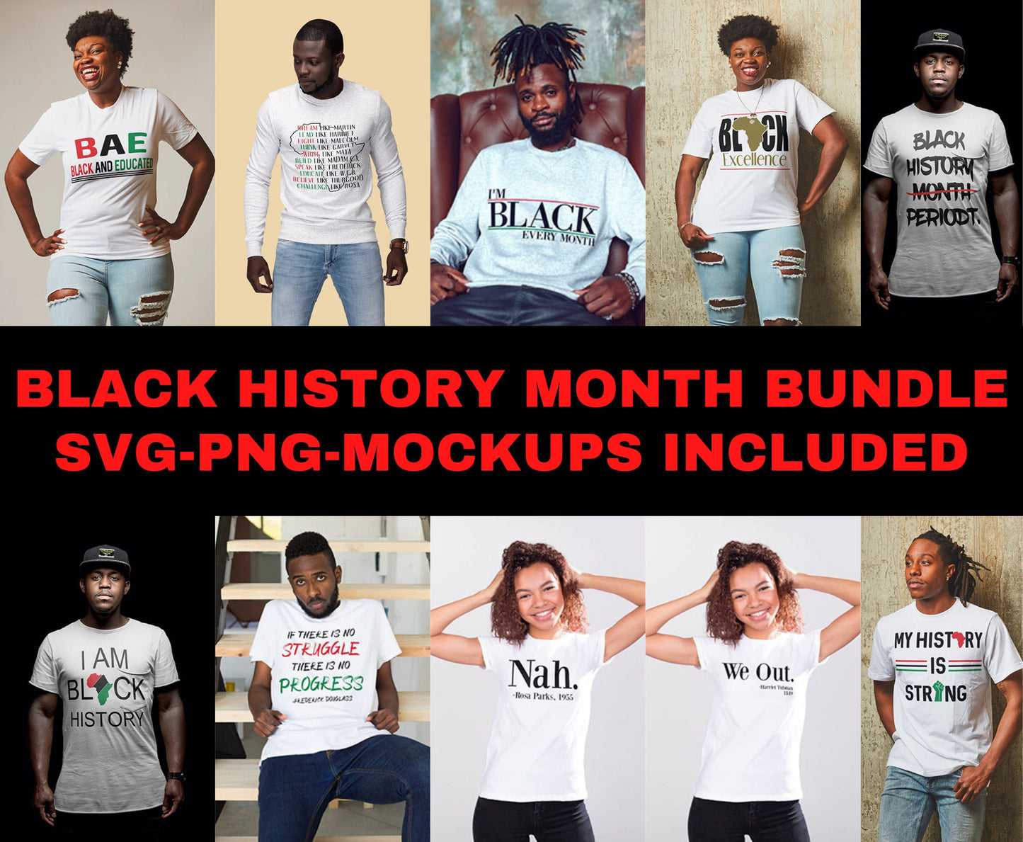 Black history month svg & png bundle