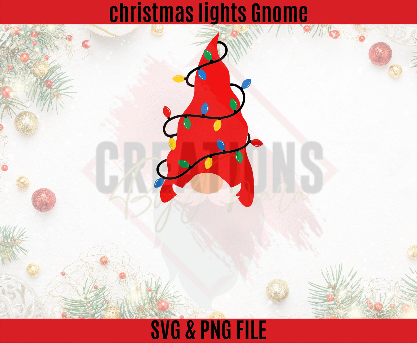 Christmas Lights Gnome svg and png