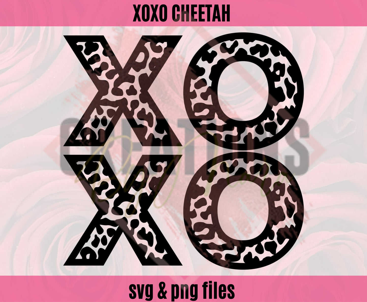 xoxo cheetah valentine svg & png files