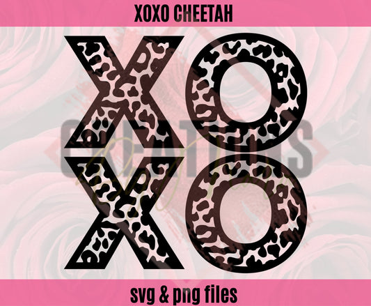 xoxo cheetah valentine svg & png files