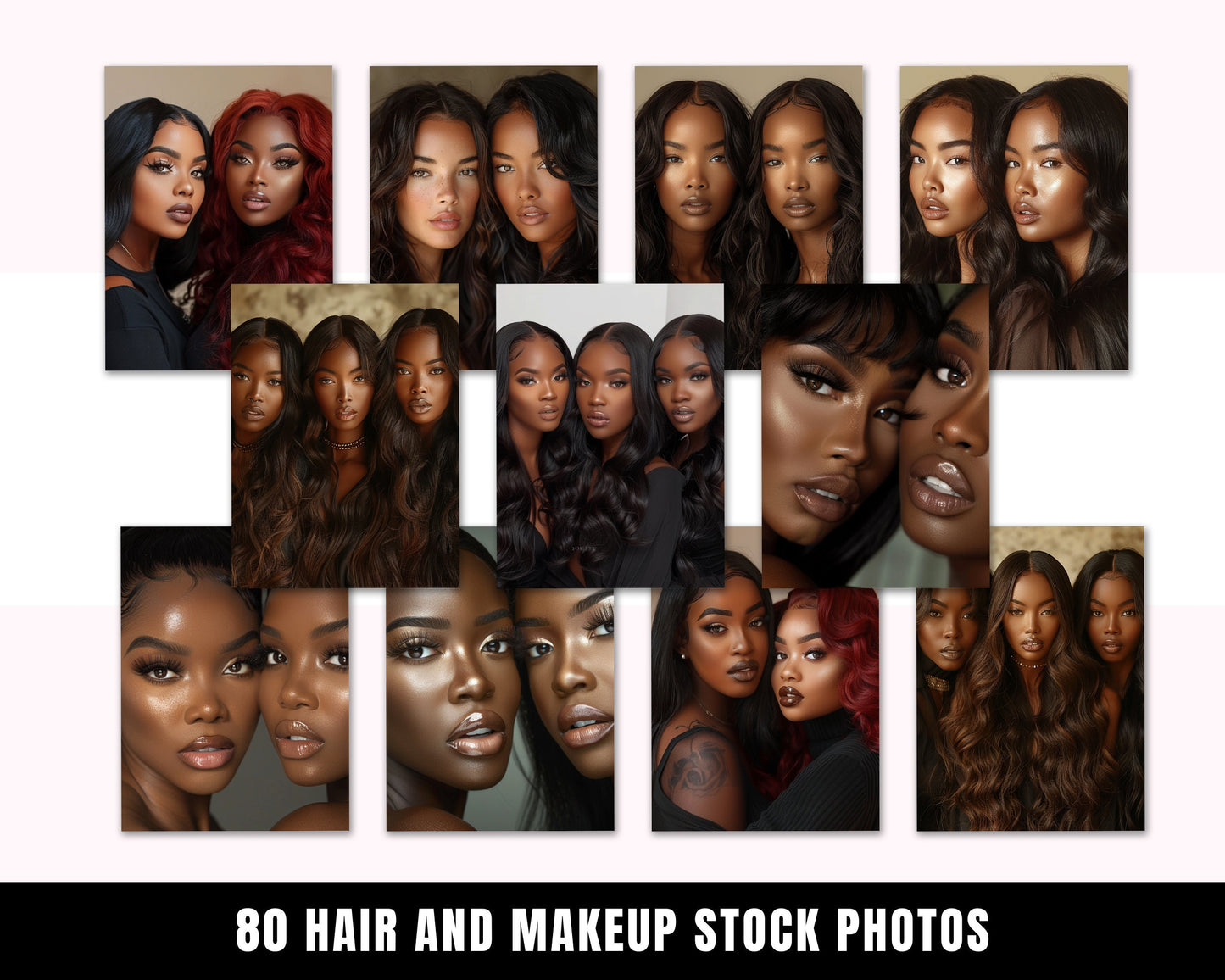 80 Stock Photo Bundle | Hair, Makeup, Wigs Stock Photo | Professional Images High Quality | Instant Download